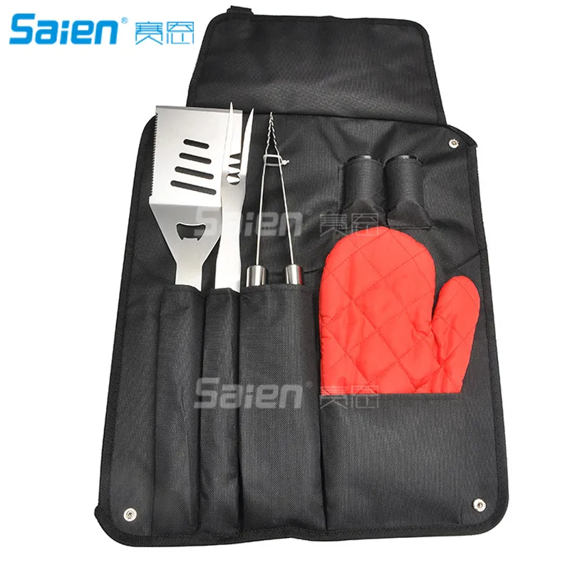 Camp Keuken BBQ Tool Set, Barbecue Grillen Accessoires met schort, spatel, tang, spiesjes, zout peper shaker, oven Mitt, 18 "W x 24" H