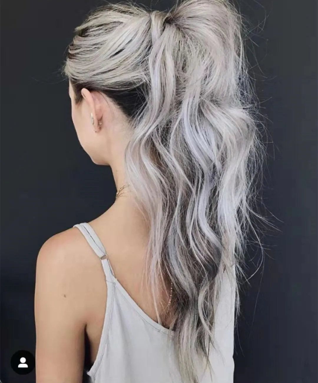 Największy Silver Fox Pony, Natural Highlights Grey Human Hair Ponytail Przedłużenie Softly Mokre Faliste Dobre Feedback 140g