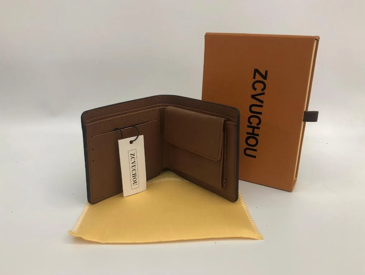 Mens leather top Wallet Men 2019 Coin Wallet Small Clutches Men's Purse Coin Pouch Short Men Wallet with box dust bag