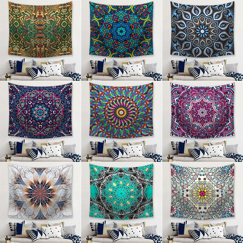 Verscheidenheid van Nordic Mandala Print Tapestry Achtergrond Strand Handdoek Hippie Throw Yoga Mat Indian Polyester Wanddecoratie SZ545