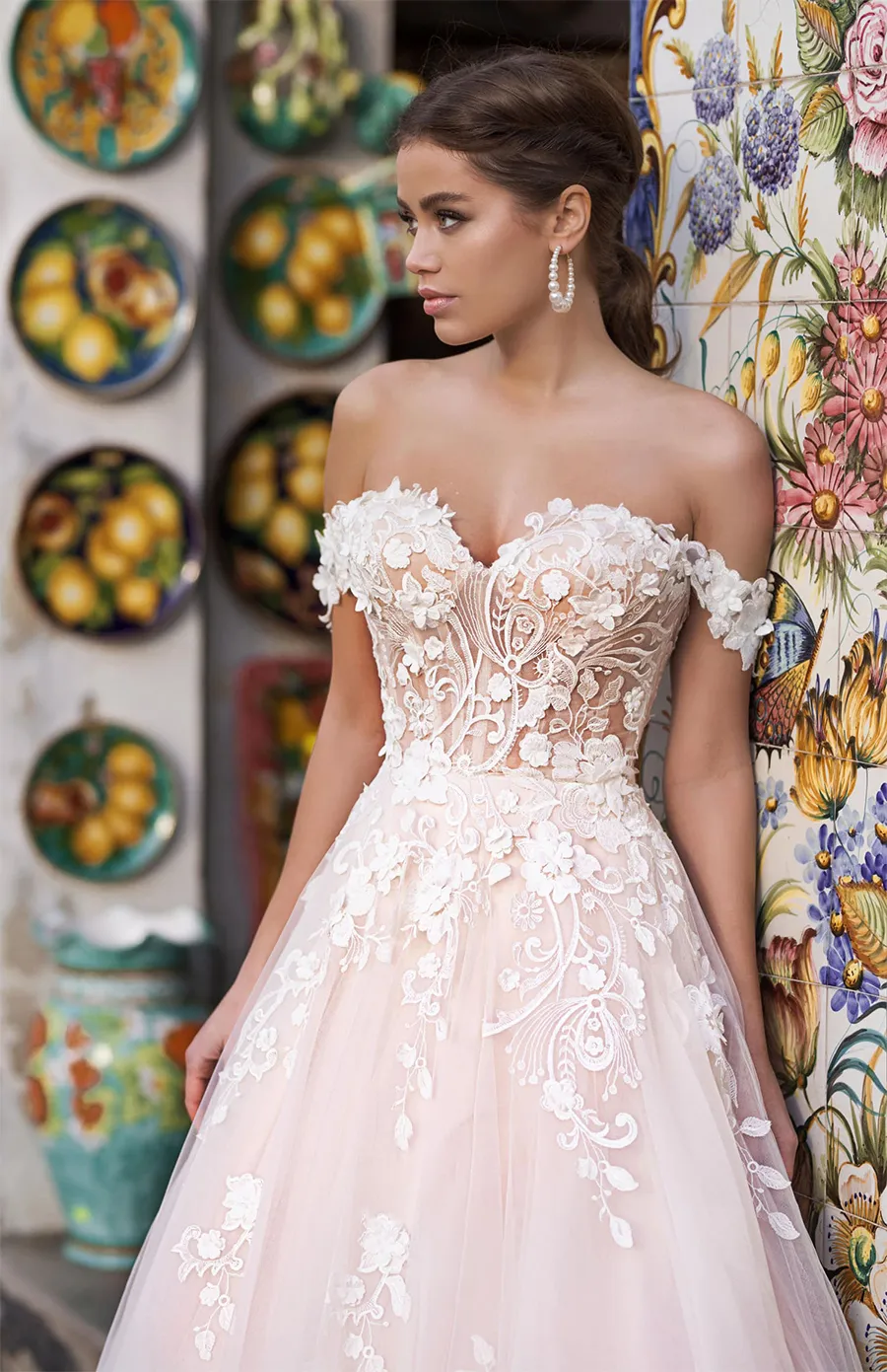 50 Gorgeous Wedding Dresses for 2022 : Oversized symmetrical 3D flower lace