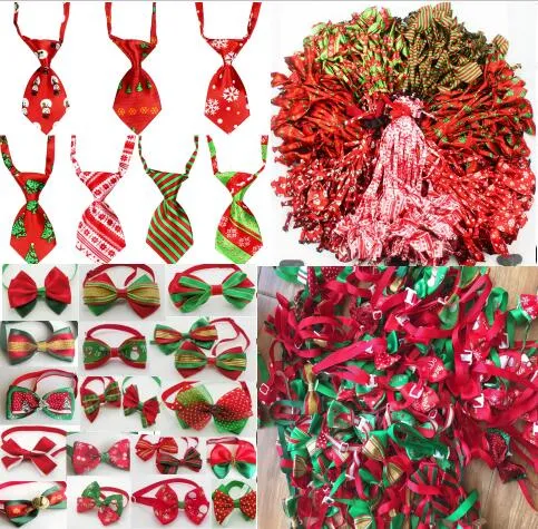 100pc/lot Dog Apparel Christmas Ties Pet Cat bowtie Neckties Accessories Holiday Grooming Supplies mix 2 model Y107-2