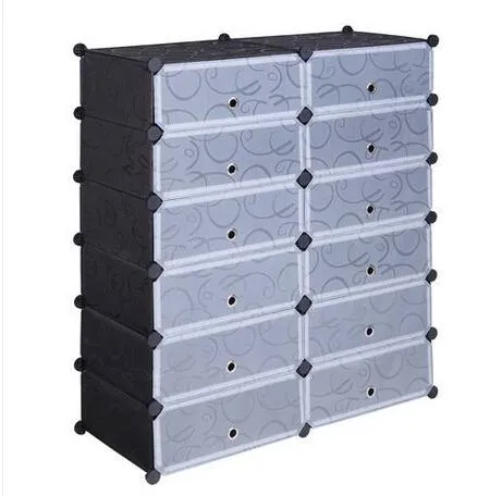 En gros 12 Cubes étagère à chaussures bricolage organisateur de rangement en plastique modulaire placard armoire tiroirs de rangement