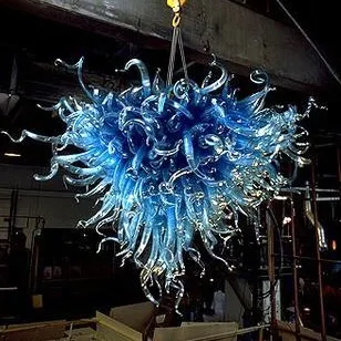 Lampes suspendues bleues 100% soufflé à la bouche en borosilicate Murano Lustre Pendant-Light Art Décoration pour les lustres commerciaux du hall de la maison