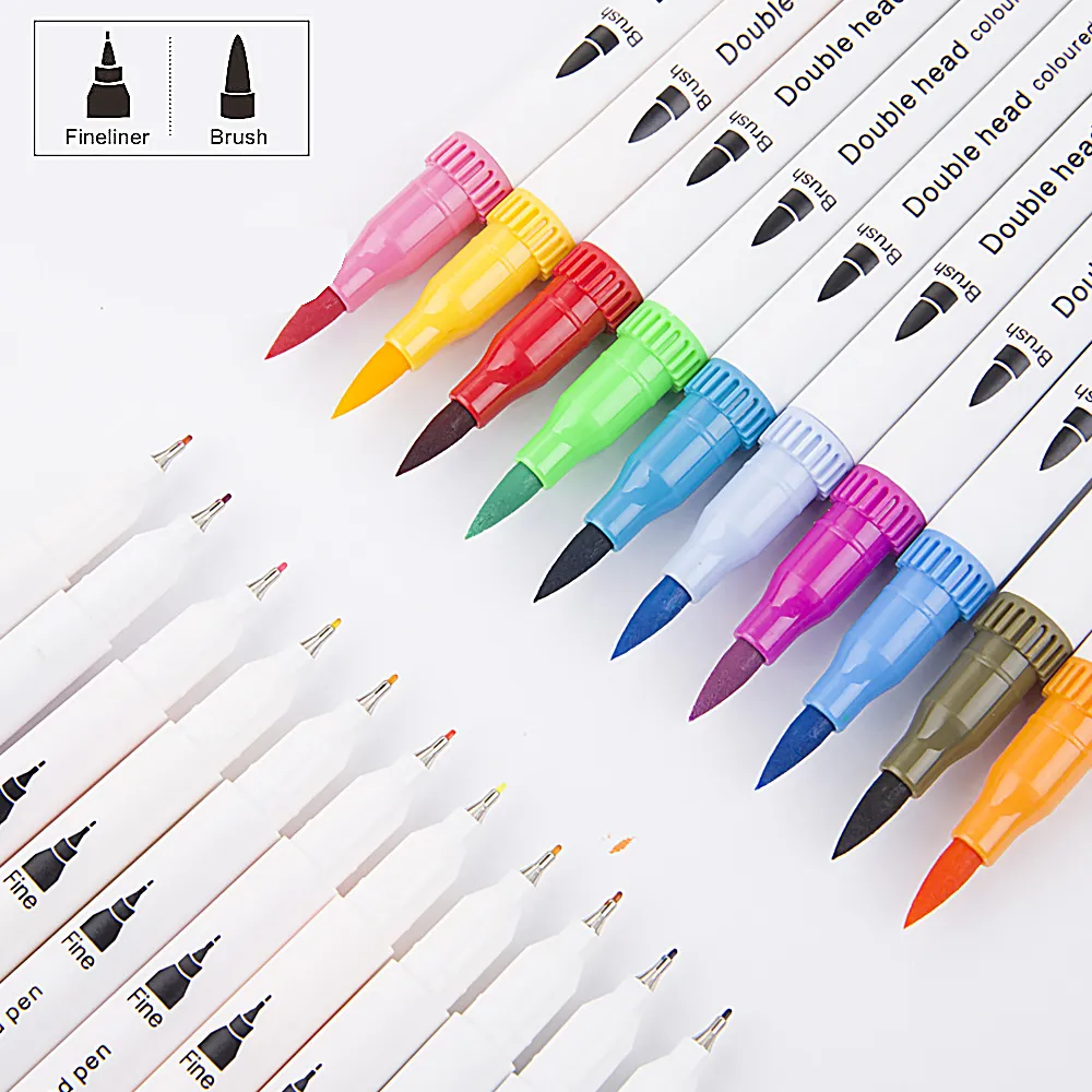 Wholesale 12 Dual Brush Markers Pen Fine Tip And Brush Tip Pens