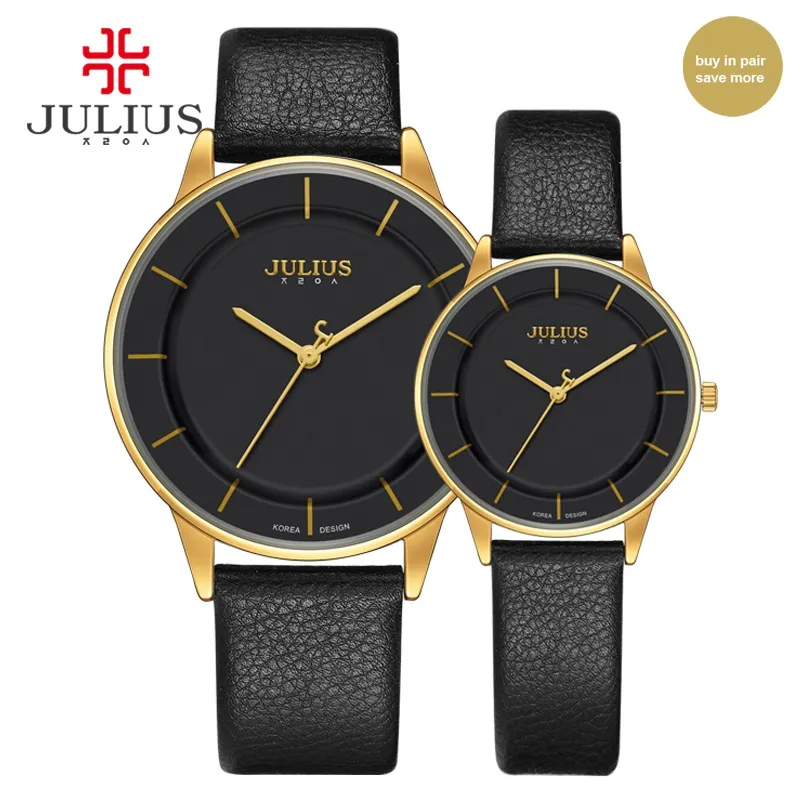 JULIUS Man Woman Watch Couples Top Brand Luxury Simple Leather - Main Image