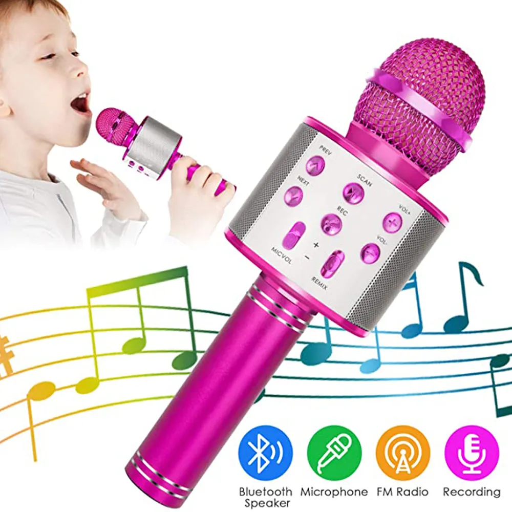 Microphone karaoké pour enfants chantant, sans fil, Bluetooth