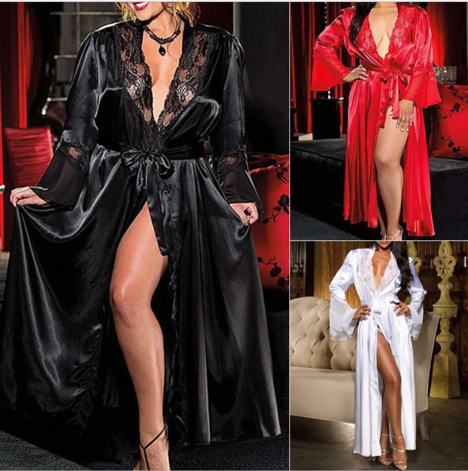 Silk Robes For Women Satin Lace Long Kimono... From Tina920, $20.31
