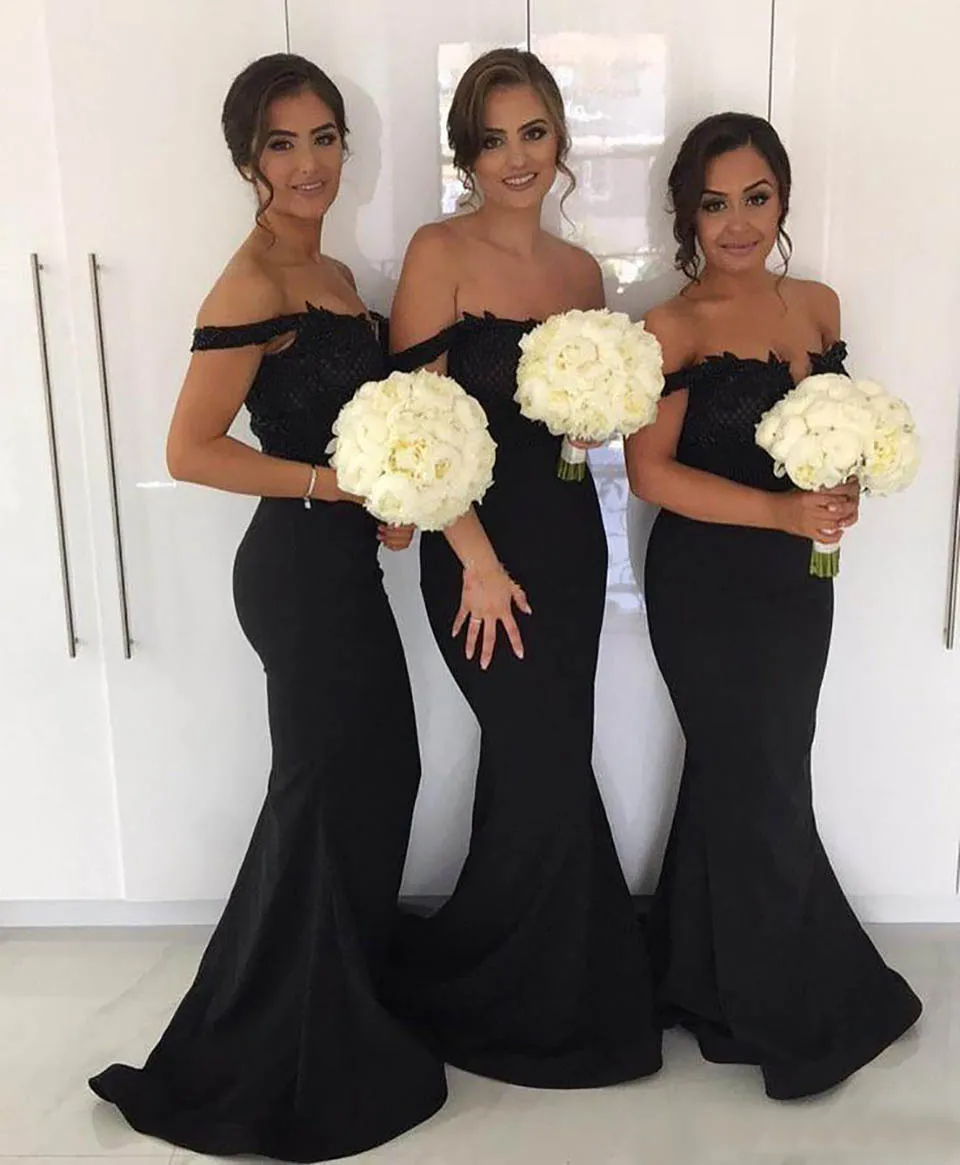 Custom-made Black Mermaid Black strapless bridesmaid dresses with Off-Shoulder - Perfect for Formal Weddings and Maid of Honor Gowns Custom-made Black Mermaid Black strapless bridesmaid dresses with Off-Shoulder - Perfect for Formal Weddings and Maid of Honor Gowns