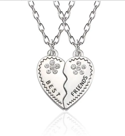 Gold and Silver Best Friend Heart Necklace for 2 - Friendship Necklace for  2 - Best Friend Jewelry