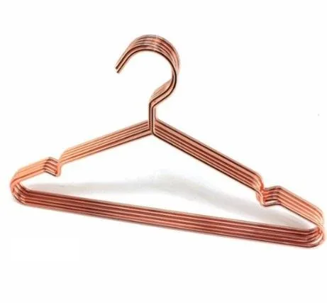 free shipping cheap Metal Brass wire suit garment pants skirt shirt dress coat hanger Rose gold copper wire clothes hanger wn251 200pc