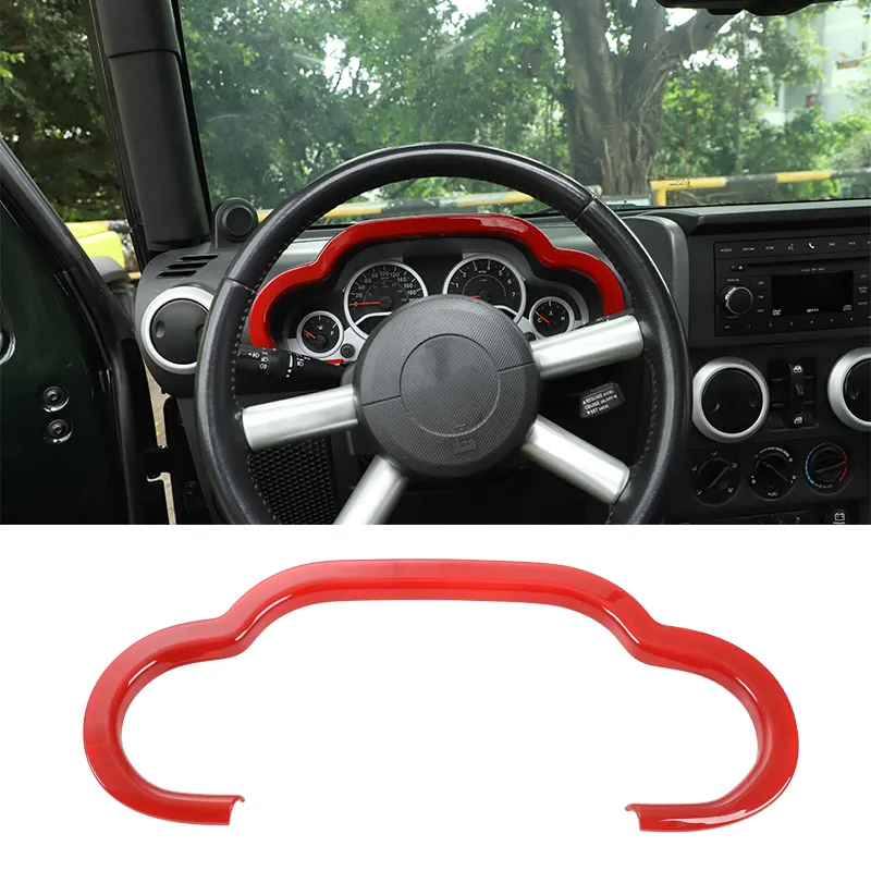 Bil ABS Central Control Dash Board Decoration Cover Red för Jeep Wrangler JK 2007-2010 Bilinteriör Tillbehör