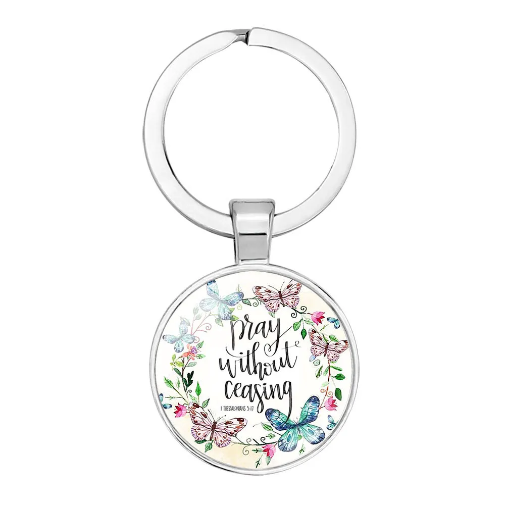 2020 17 Styles Bibelvers nyckelkedja Kvinnor Män nyckelringar Keychains bil Key Holder Skriften Citat Trosmycken Gift KeyF9594770