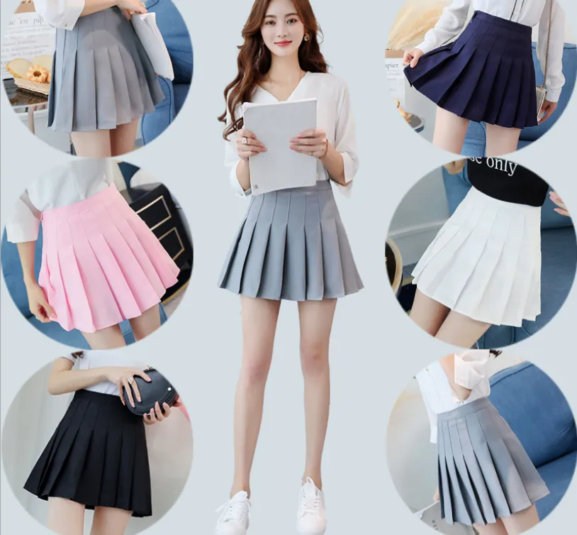 高品質の夏のプリーツスカート新しい到着日本の学校制服学生の女の子の小売卸売送料無料プリーツスカート