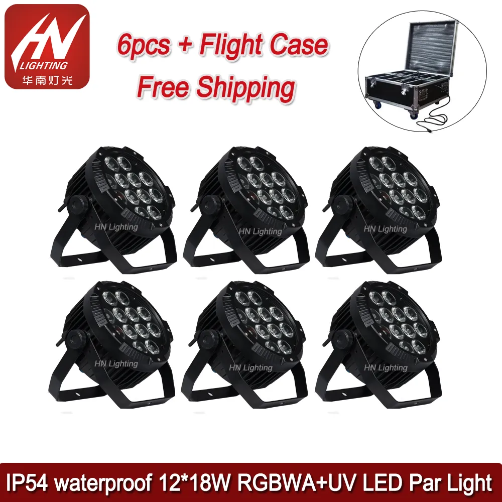 6個の防水PAR50ライト12 * 18W RGBWA-UVワイヤレスDMX Uplight IP54屋外の電池LED PARライトの結婚式のためのDJの上昇