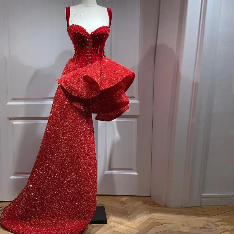 Red bling deals prom dress