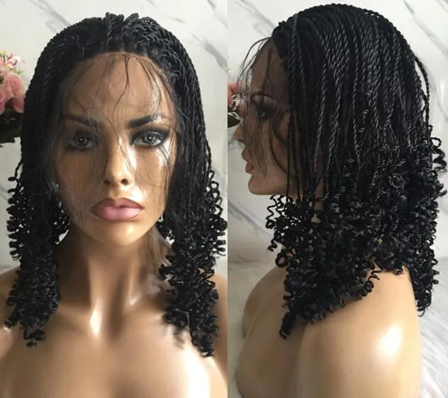 Syntetyczna peruka koronka przednia peruka wolna część skrętu warkocze czarny kolor 10a syntetyczne włosy koronki peruki dla czarnych kobiet darmowa wysyłka