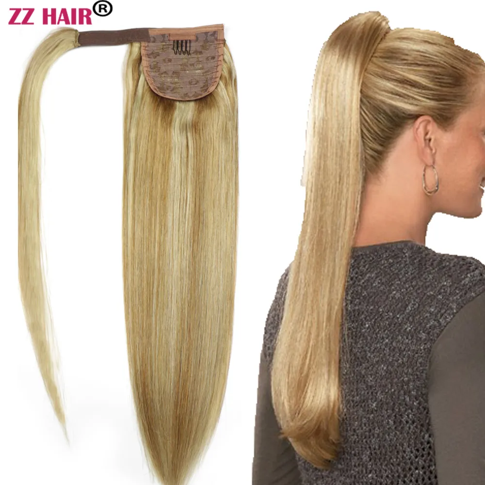 16-24 inches Wrap Magic Ponytail Horsetail 80g Clips in/on 100% Brazilian Remy Human hair Extension Natural Straight