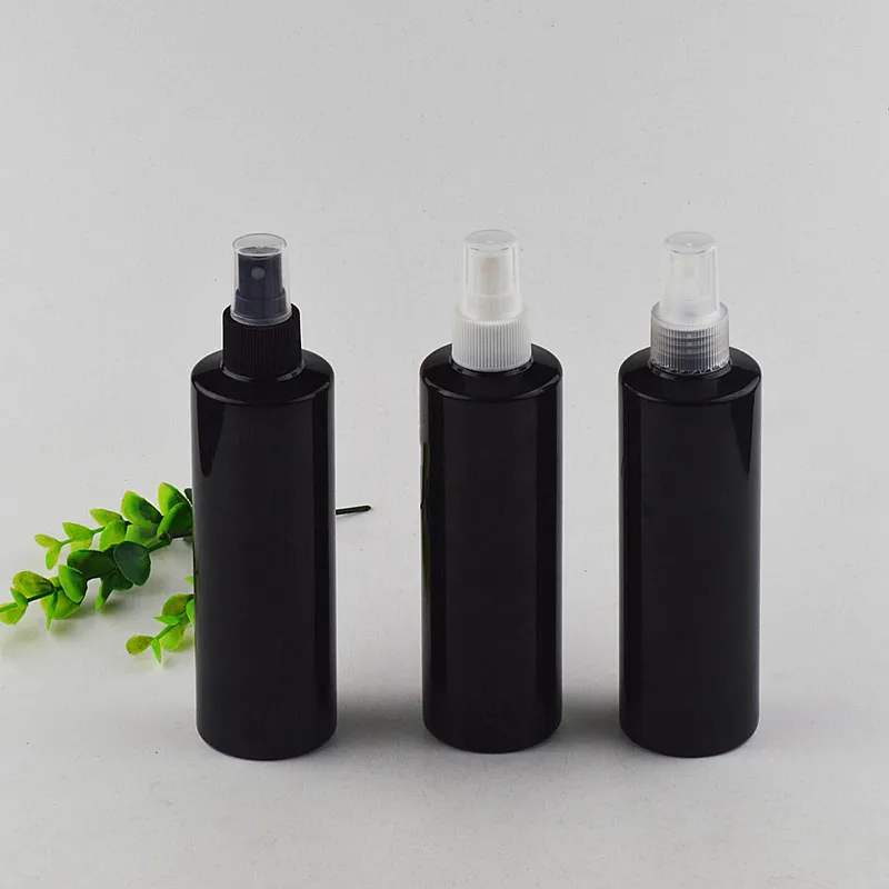 CALIENTE 250 ml X 25 botellas vacías de aerosol negro para los perfumes, botella negra de PET de 250 cc con bomba de rociador, botella de rociador de niebla fina