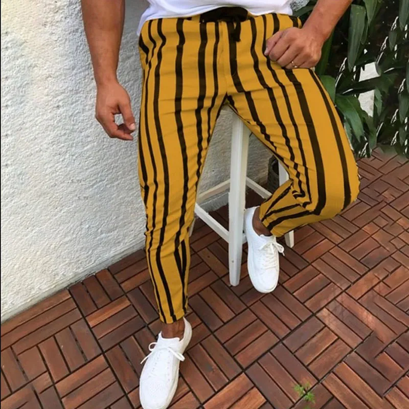 Men Casual Striped Long Jogger Pants Mens Harem Fitness Joggers Stripe Urban Straight Drawstring Slim Fit Trousers 3XL