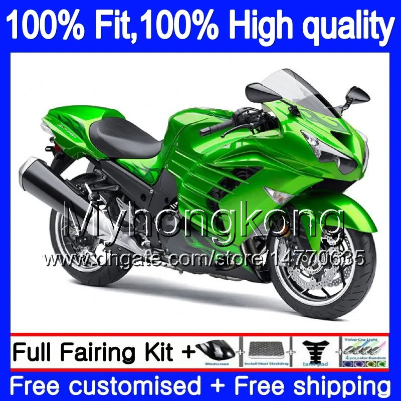 Wstrzyknięcie dla Kawasaki ZX 14R ZZR1400 2006 2007 2007 2009 2010 2011 Błyszczący Zielony 223MY.2 ZZR-1400 ZX-14R ZX14R 06 07 08 09 10 11 Owalnia