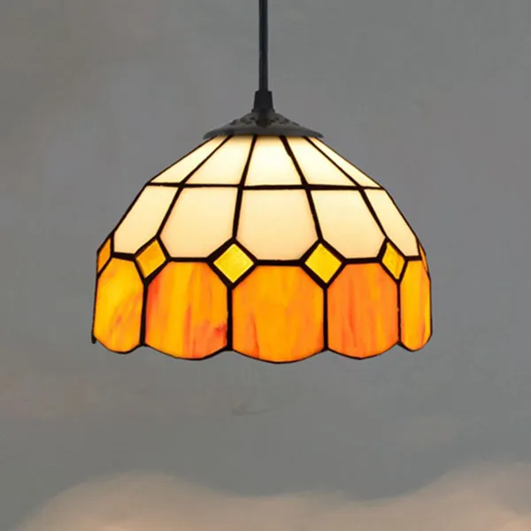 Pastoral Village European Baroque Vintage pendant light home decorative art hanging light white yellow plaid pendant lamp Warm tone