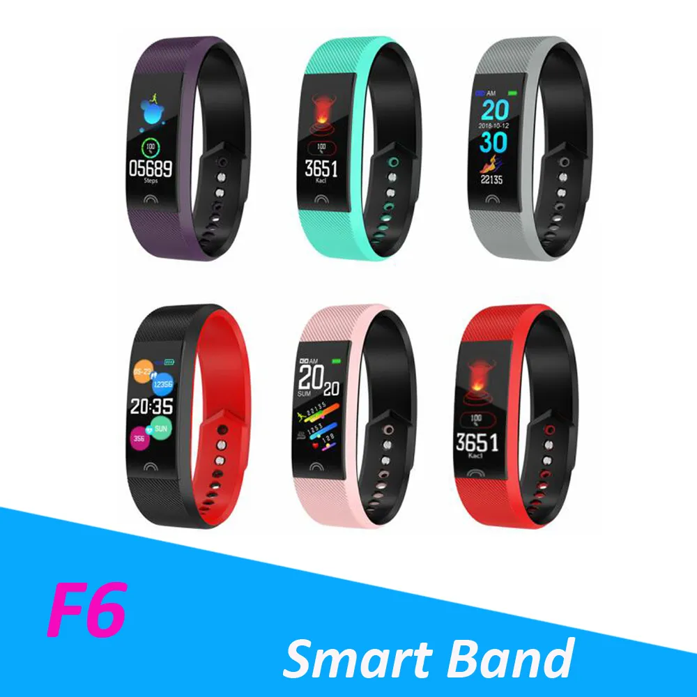 F6 braccialetto intelligente cardiofrequenzimetro impermeabile fitness tracker Bluetooth cinturino per Android IOS donna uomo braccialetto