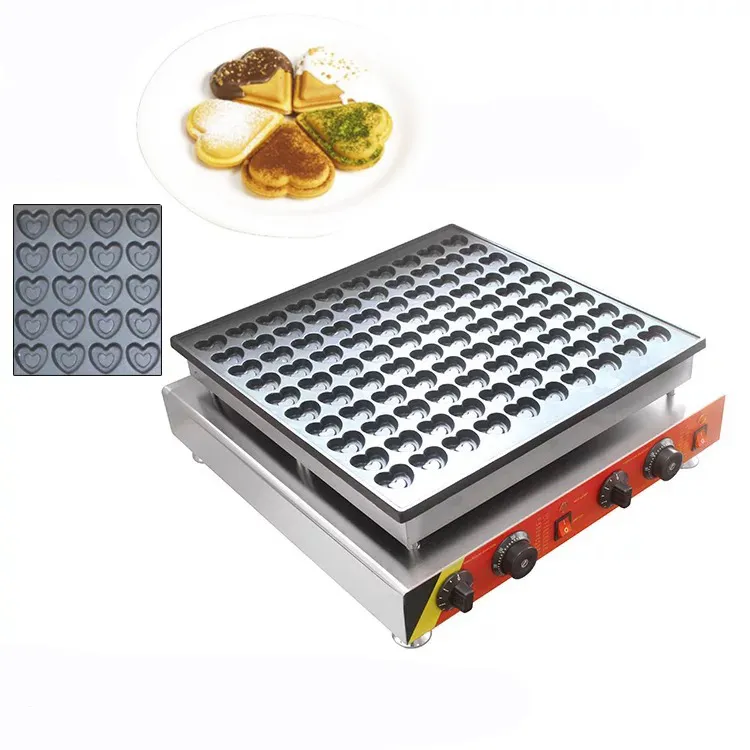 Yeni 100 Delik Kalp Şeklinde Mini Waffle Maker Ticari Elektrikli Poffertjes Pan Min Kek Makinesi Makinesi Popüler Snack Maker 110 V 220 V