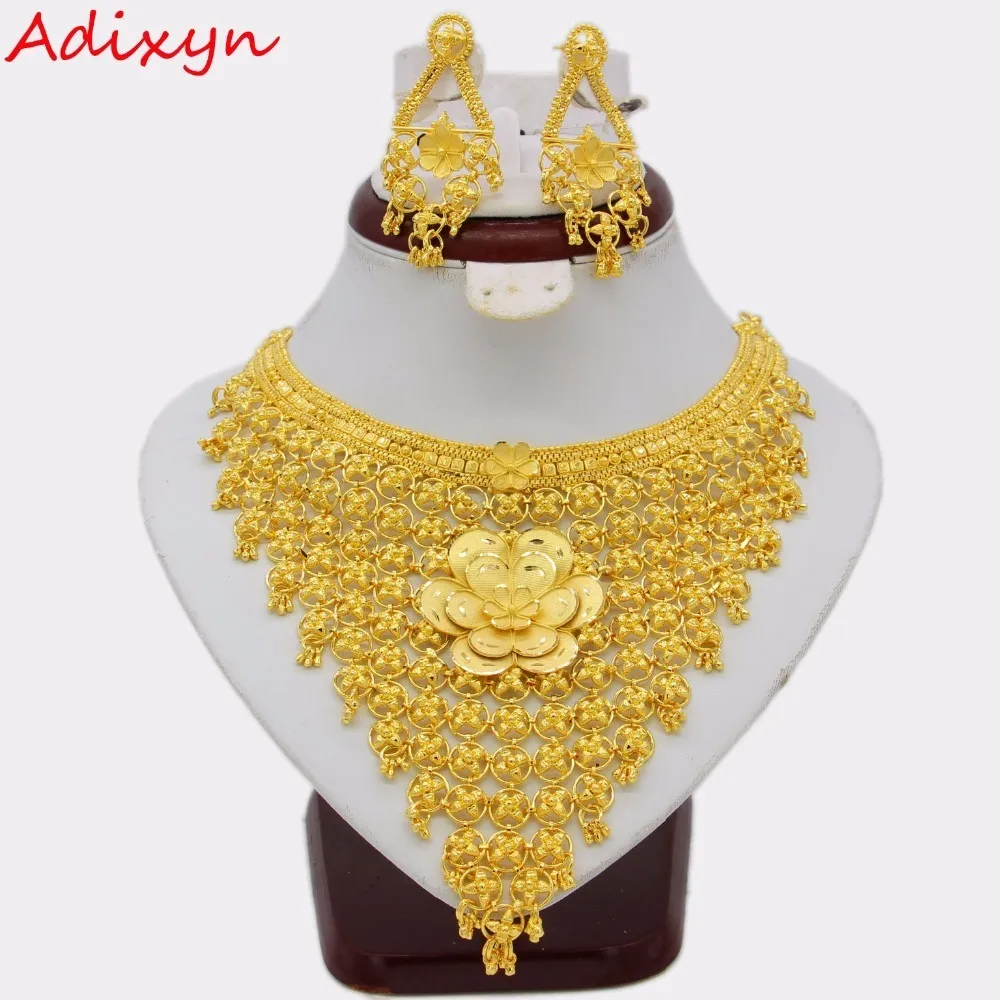 Temple South Indian Flower Design Necklace With Earring Jewellery Set –  alltrend.in