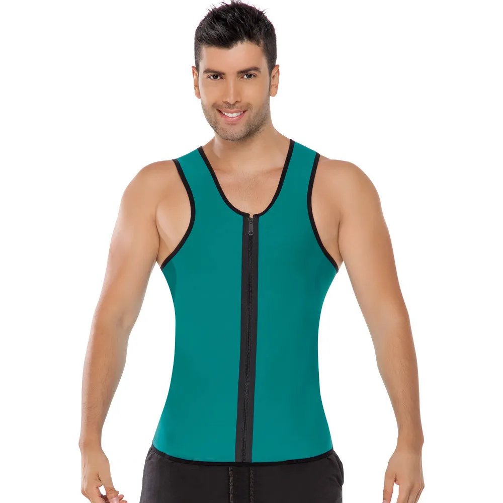 2 Kleur Plus Size Heren Neopreen Sweat Corset Afslanken Vest Body Shaper Rits Sauna Tank Tops Workout Shirt voor gewichtsverlies