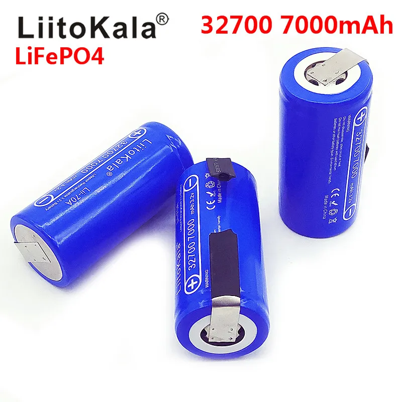 LiitoKala 3,2V 32700 7000mAh 6500mAh LiFePO4 Pil 35A Sürekli Deşarj Maksimum 55A Yüksek güç pil + Nikel levhalar