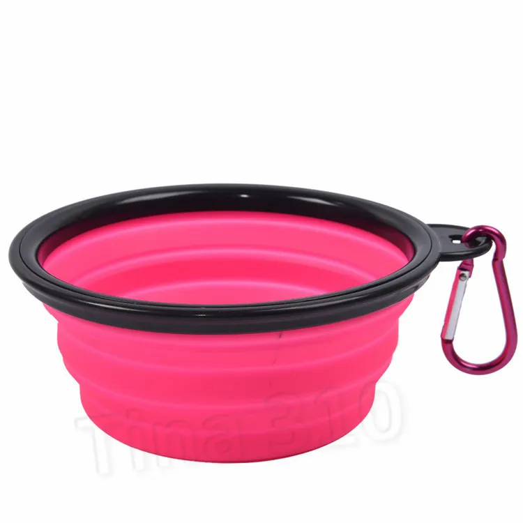 hot Travel Collapsible Dog Cat Feeding Bowl Two Styles Pet Water Dish Feeder Silicone Pet bowl With Hook Dog Supplies T2I51108