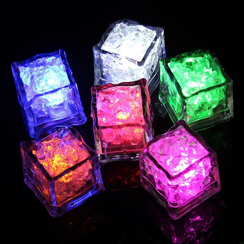 Luces LED de cubitos de hielo, luz de fiesta nocturna, lámpara led intermitente lenta, cubo de cristal, fiesta de San Valentín, boda, vacaciones, luz