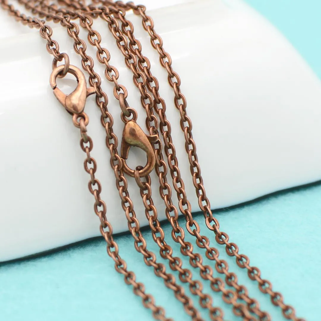 50 pcs- 18 24 30 Inch Antique Copper Chain necklace Antique Copper Cable Chain Rolo Chain Anti Necklace274e