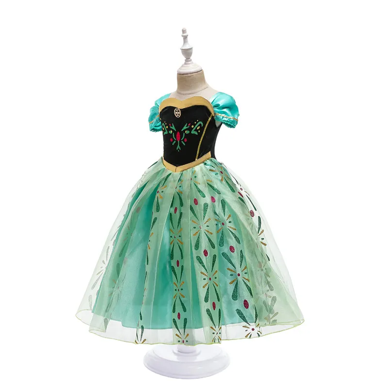 Princesa vestido para niña nevada reina 2 manga corta copo de nieve caplay cosplay disfraces de Princesa vestido para niña nevada reina 2 manga corta copo de nieve caplay cosplay disfraces de