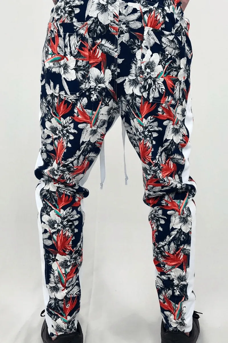 Pantaloni da uomo Pantaloni della tuta hawaiani da uomo Pantaloni hip hop stampati elastici casual Pantaloni strappati slim High Street