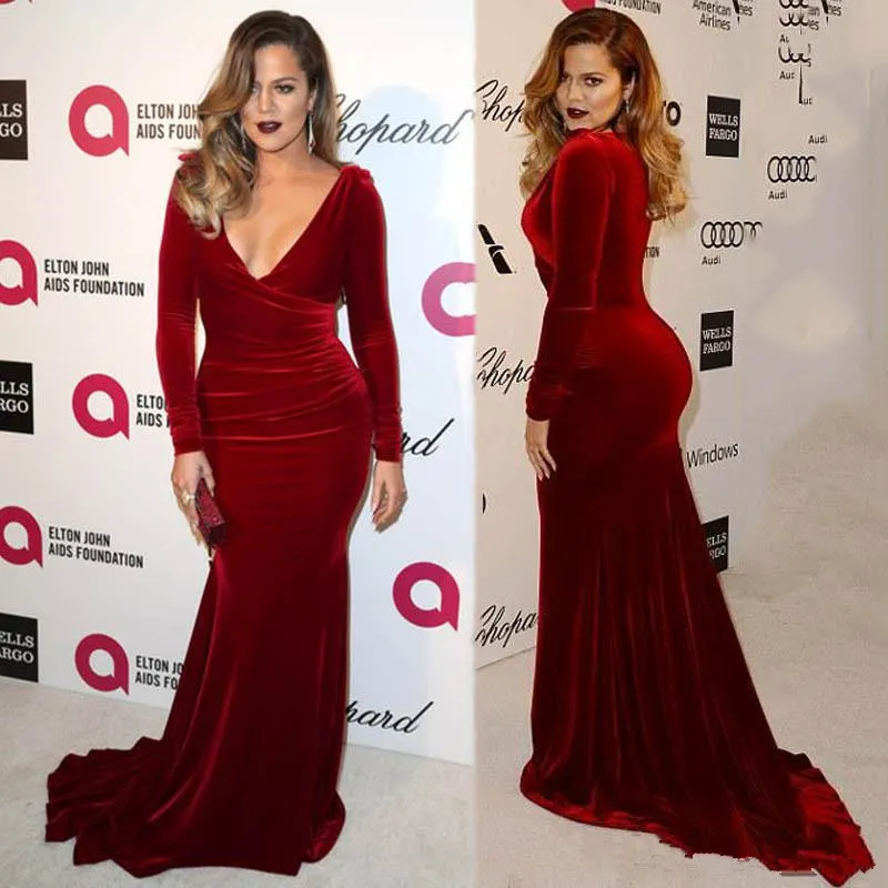 Khloe kardashian hot sale red velvet dress