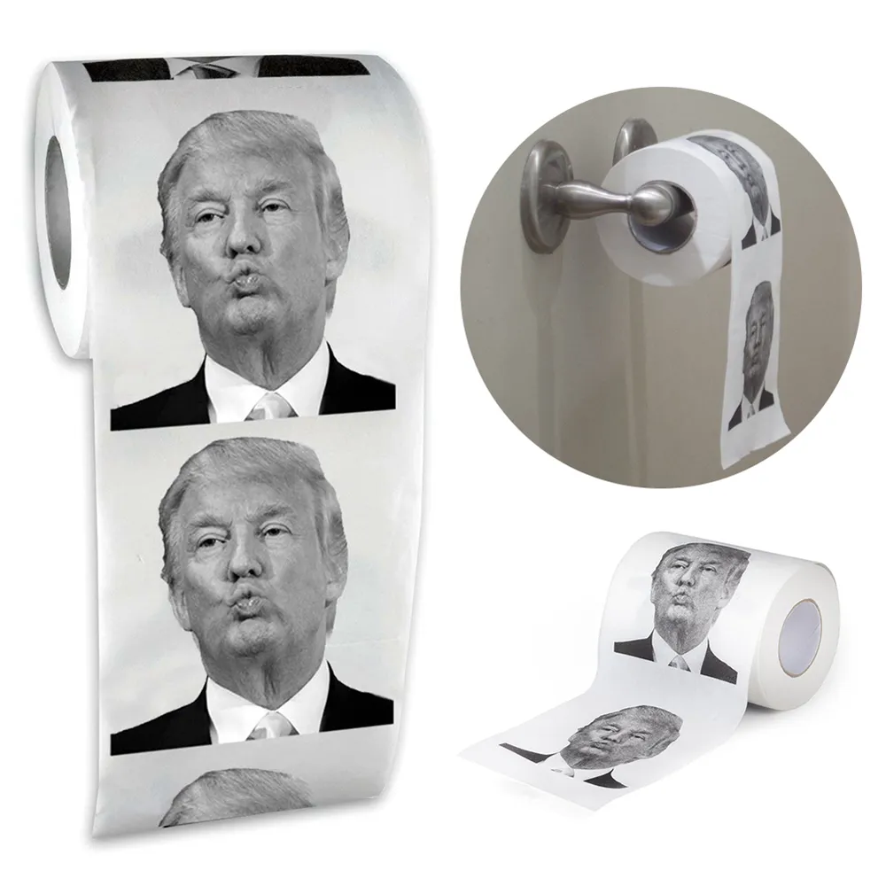 Tissue Paper Fun piada da mordaça Prank Joke criativa Banho engraçado WC Presidente Papel Donald Trump Toilet Paper Dropshipping