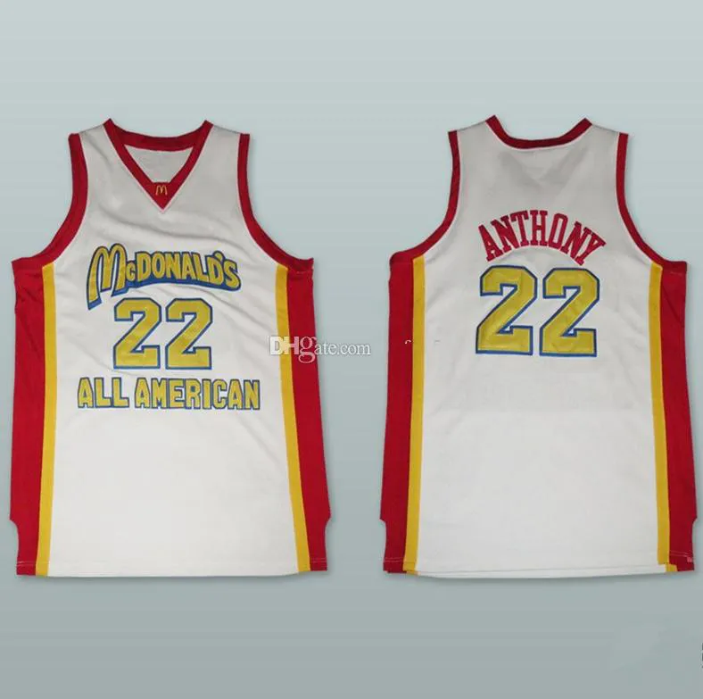 Carmelo Anthony #22 McDonald's All American High School Weißes Retro-Basketballtrikot für Herren, genähte Trikots mit individueller Nummer und Namen