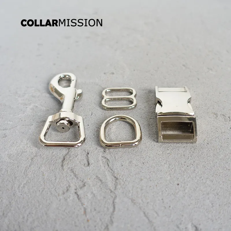 10pcs lotmetal buckle adjust buckle D ring metal dog clasp set DIY dog collar silver 15mm webbing sewing accessory premium quali300C