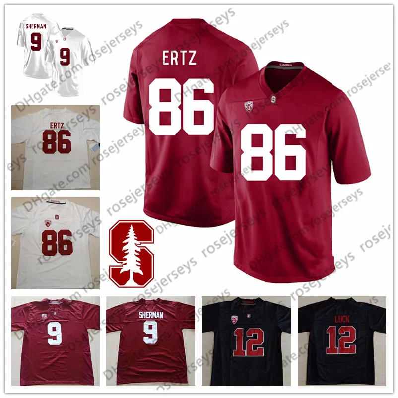 NCAA Stanford Cardinal #9 Richard Sherman 12 Andrew Luck 86 Zach Ertz 89 Doug Baldwin 16 Jim Plunkett Men Youth Kid Football Jersey