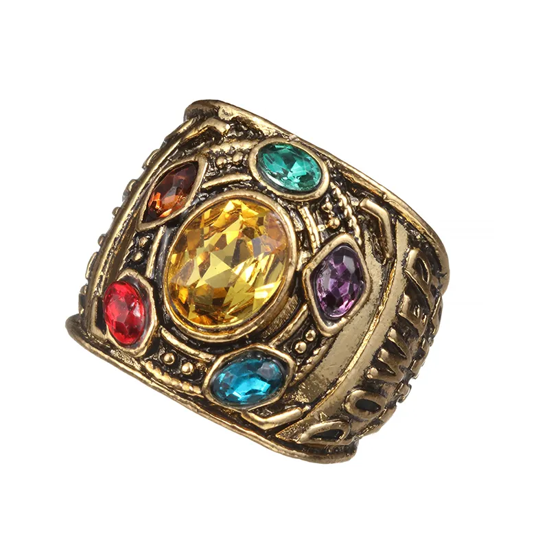 Erkekler için Moda Vintage Charm Infinity Savaşı Thanos Takı Infinity Gauntlet Infinity taşlar Kristaller Yüzük