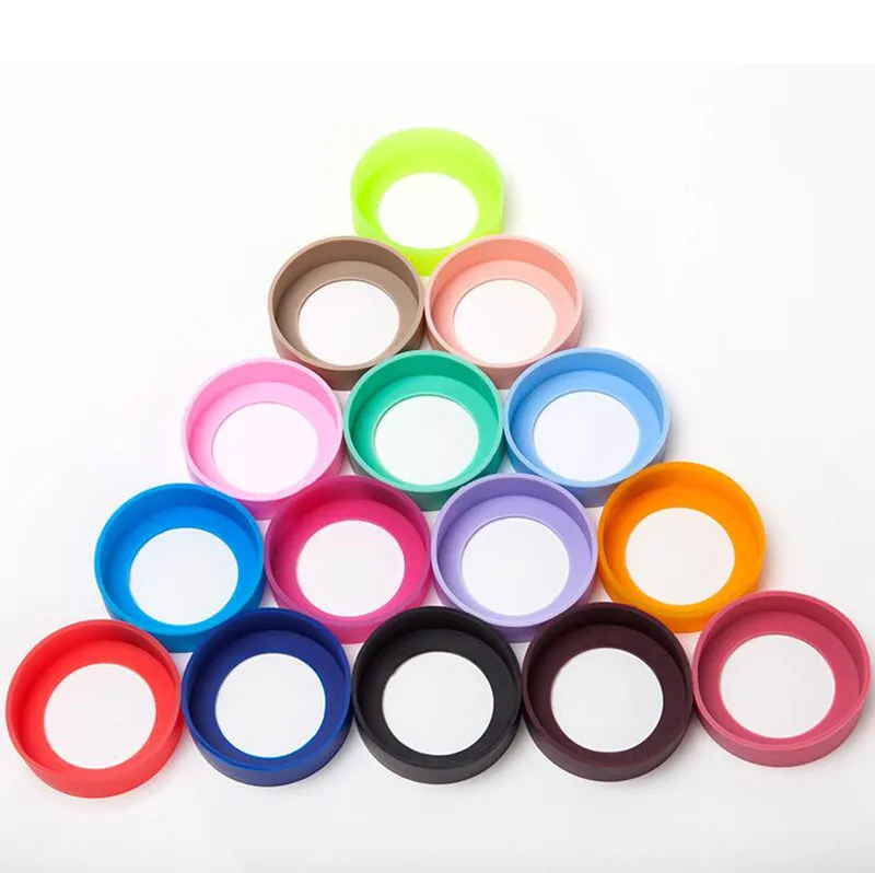 silicone sleeve cover for water bottle cups bottom protection 7-8cm multi colors mats cover for mugs
