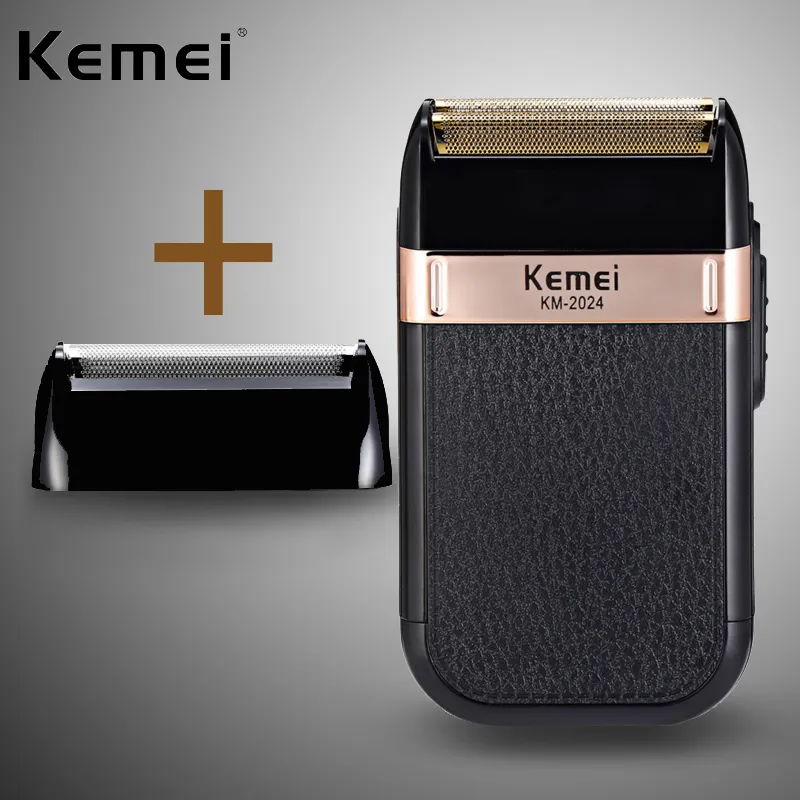 KEMEI Nieuwe scheermachine USB opladen vergeldende dubbele mesh goud en zilver mes mesh wasbaar scheerapparaat km-2024 5