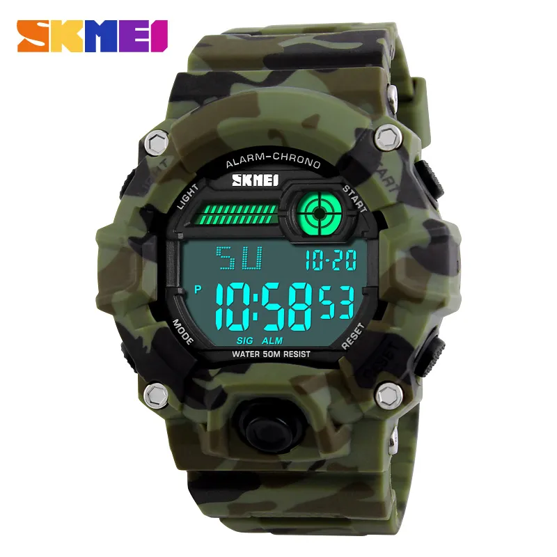 Reloj Digital deportivo SKMEI 1197 para hombre, relojes militares militares para exteriores, reloj despertador resistente al agua, cronógrafo, relojes de pulsera