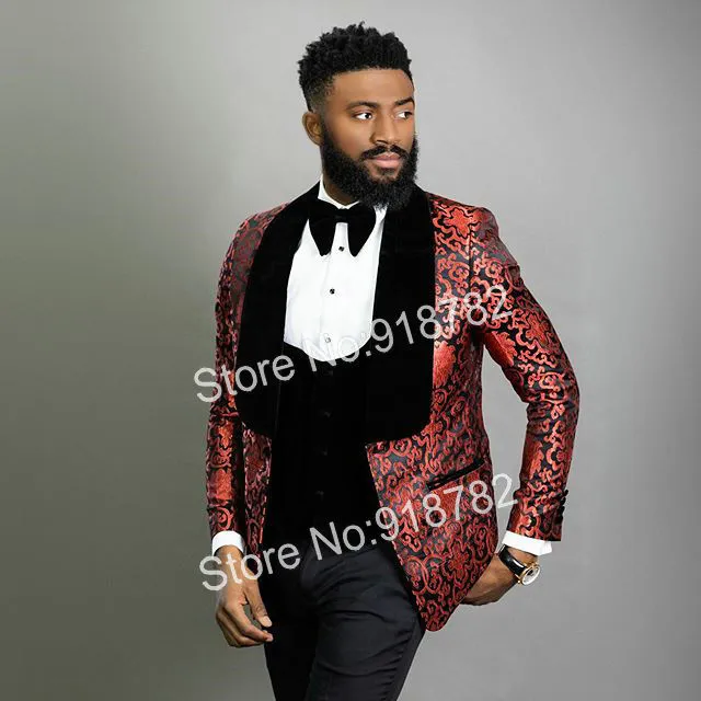 Klassischer One Button Handsome Groomsmen Schal Revers Bräutigam Smoking Herrenanzüge Hochzeit/Ball Trauzeuge Blazer (Jacke + Hose + Weste + Krawatte) W120