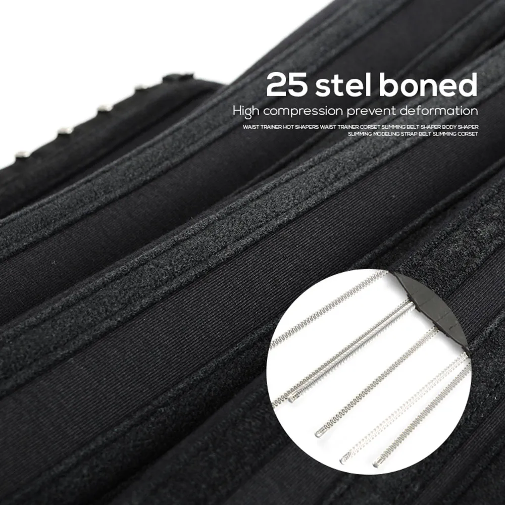 Women Postpartum 25 Steel Bonds Latex Vest Shapewear Spandex Body Shaper  Slimming Recover Waist Belt Corset Underwear Girdle Black
