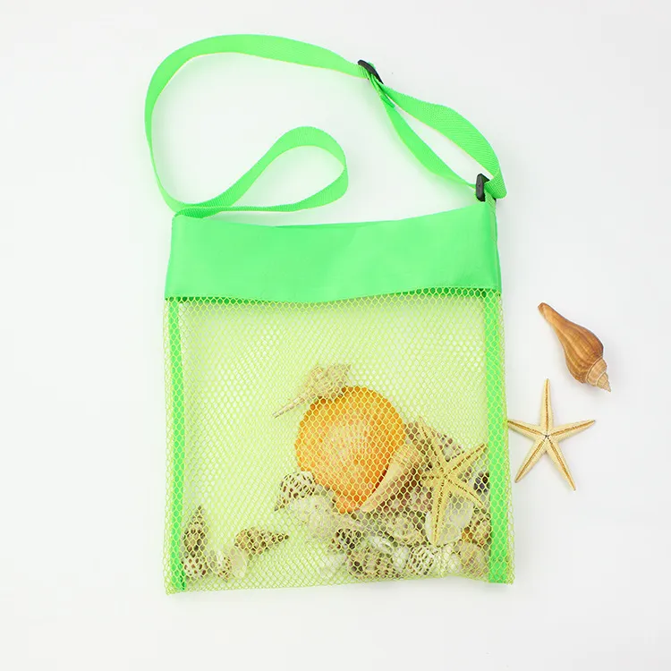 Bolsa de malla para almacenamiento de arena de verano para niños, concha de playa, juguetes, organizador de red, bolso de mano, hombro ajustable portátil 4584862