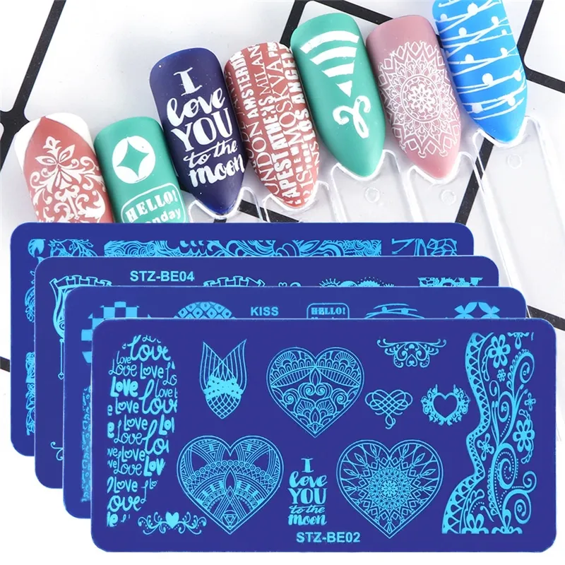 Nail bollo piastra stencil per unghie adesivi arte snowflake flower animali animali gufo gel lucido timbratura modelli fai da te strumenti manicure