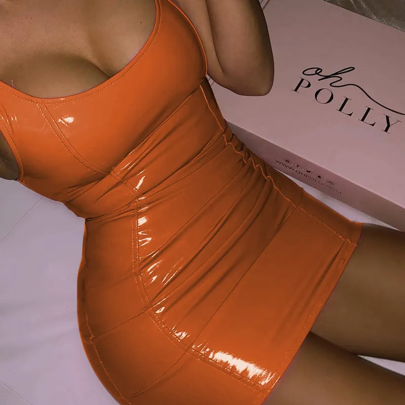 Neon Pink Faux Leather Bodycon Dress Sleeveless Mini Sheath Dress for Women  from Dhgate Urban Sexy Dresses - price 23.11